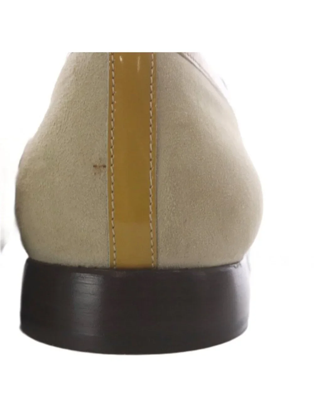Gucci Loafers Slip on Logo Plate Suede Beige